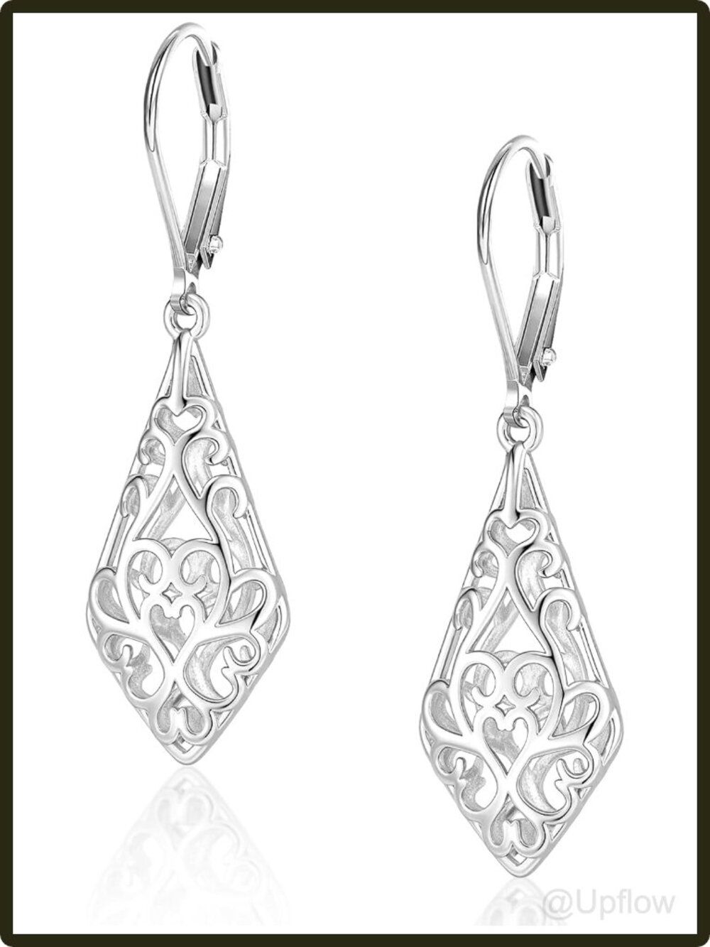 Women's Filigree Dangle Drop Earrings Leverback Hypoallergenic Lightweight Gift